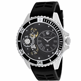 Oceanaut Men's Watch - Tide Quartz Silver Tone Case Black Dial Rubber Strap | OC0991