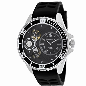Oceanaut Men's Watch - Tide Quartz Silver Tone Case Black Dial Rubber Strap | OC0991