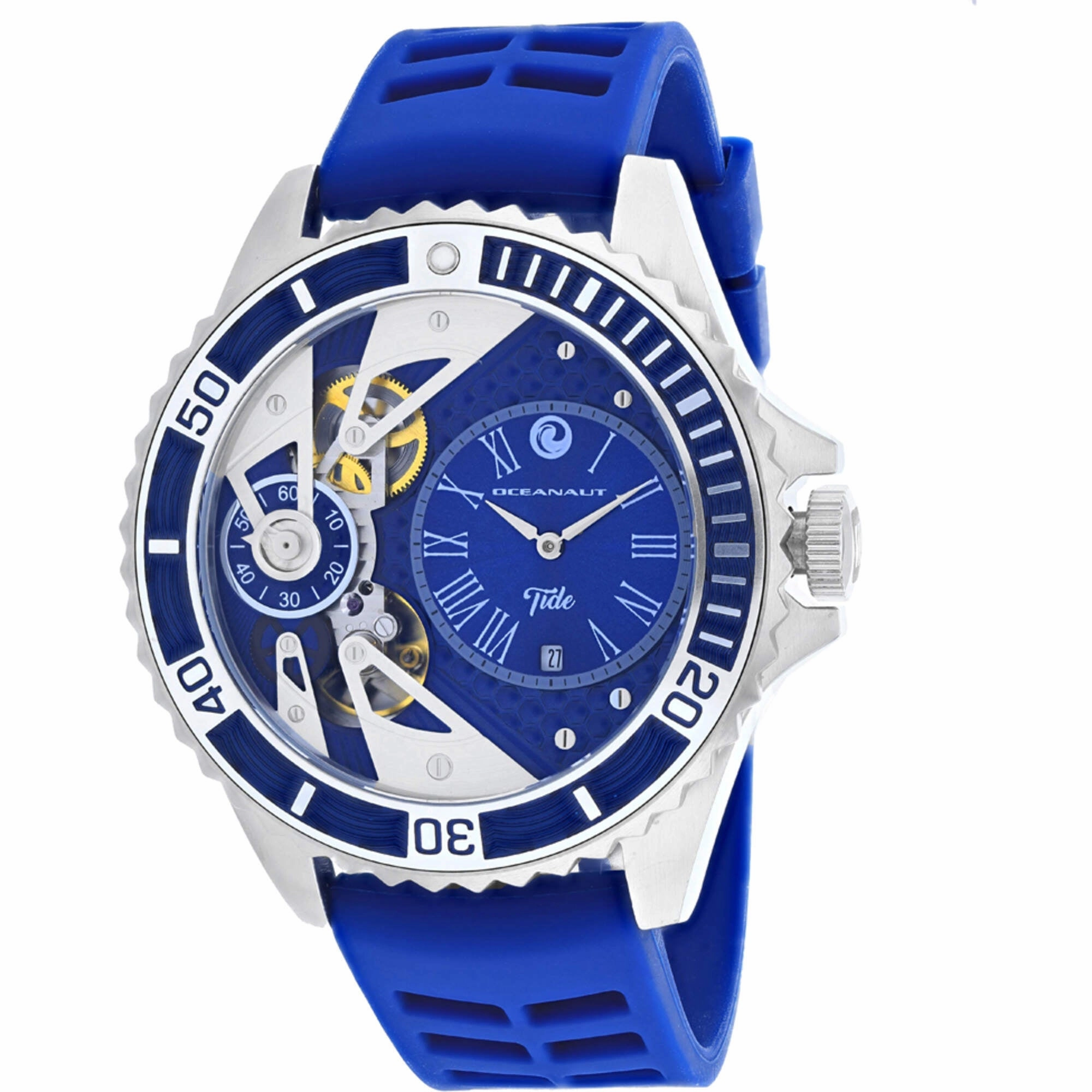 Oceanaut Men's Watch - Tide Quartz Silver Tone Case Blue Dial Rubber Strap | OC0994