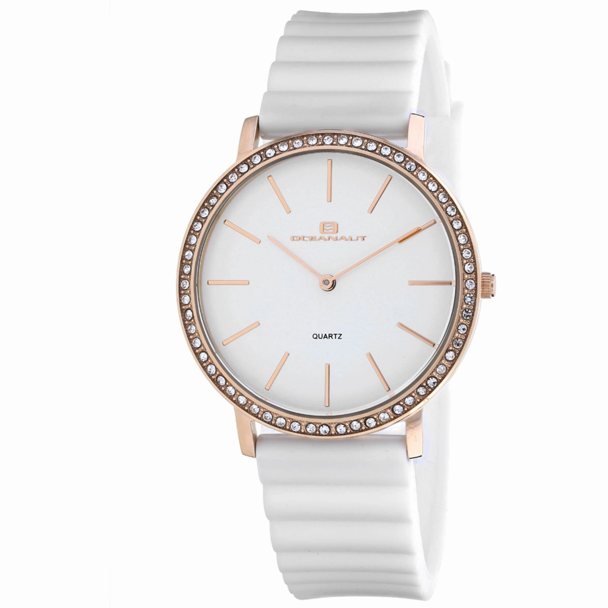 Oceanaut Women's Watch - Ripple Yellow Gold Case White Dial Rubber Strap | OC0266