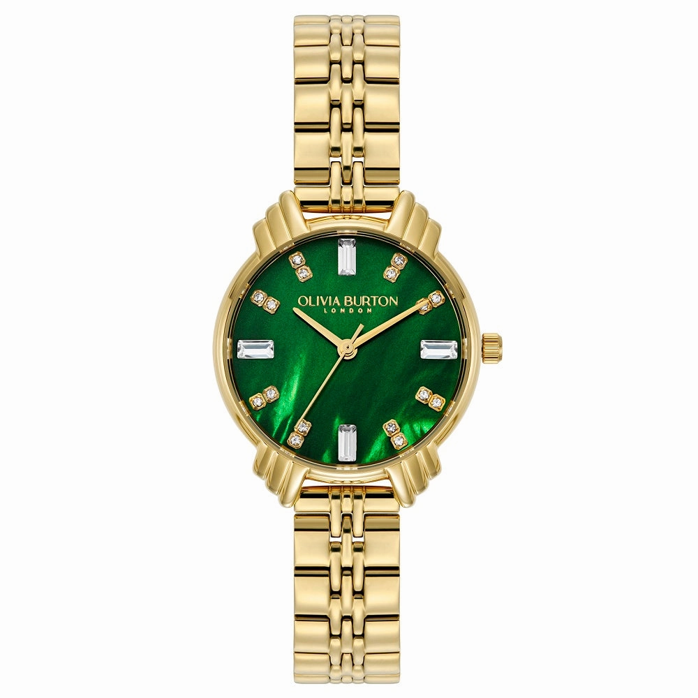 Olivia Burton Art Deco Emerald and Gold Ladies Watch OB16DC02