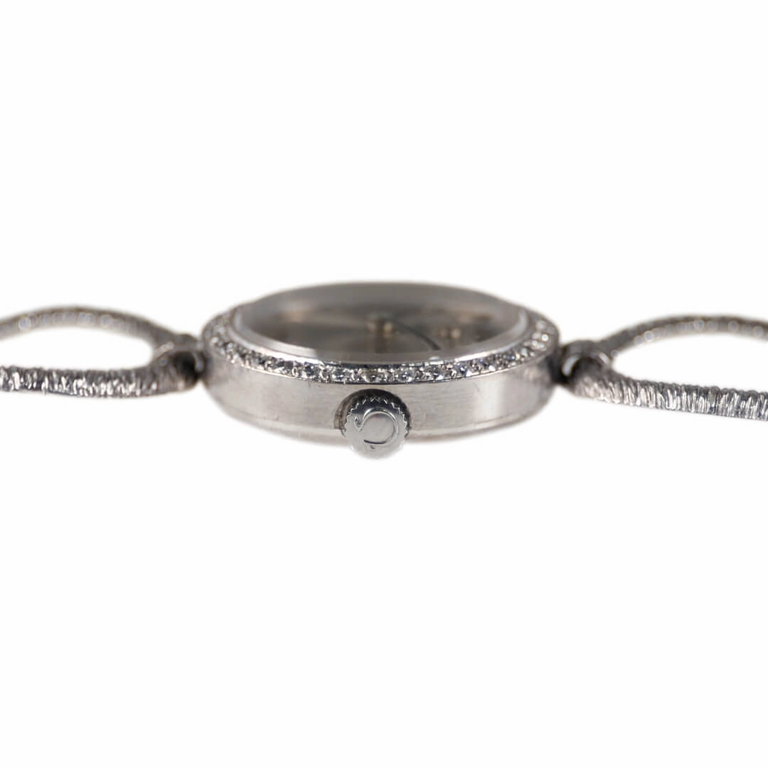 Omega 18k white gold cocktail watch with diamond bezel, 1964
