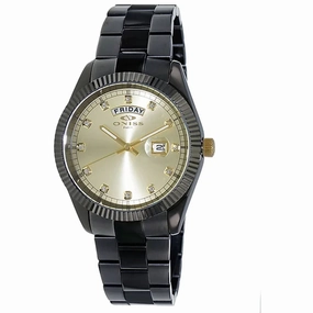 Oniss Men's Watch - Admiral Gold Dial Plated Stainless Steel Bracelet | ON3881-IPBG