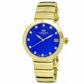 Oniss Women's Watch - Prima Blue Dial Yellow Gold Case Bracelet | ON5559-21_GBU