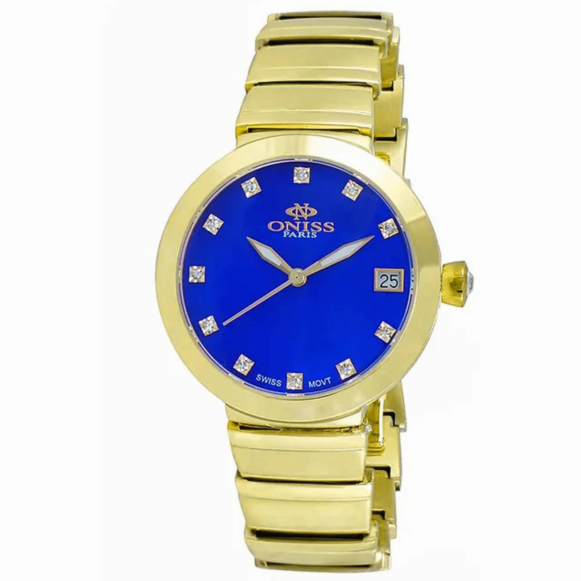 Oniss Women's Watch - Prima Blue Dial Yellow Gold Case Bracelet | ON5559-21_GBU