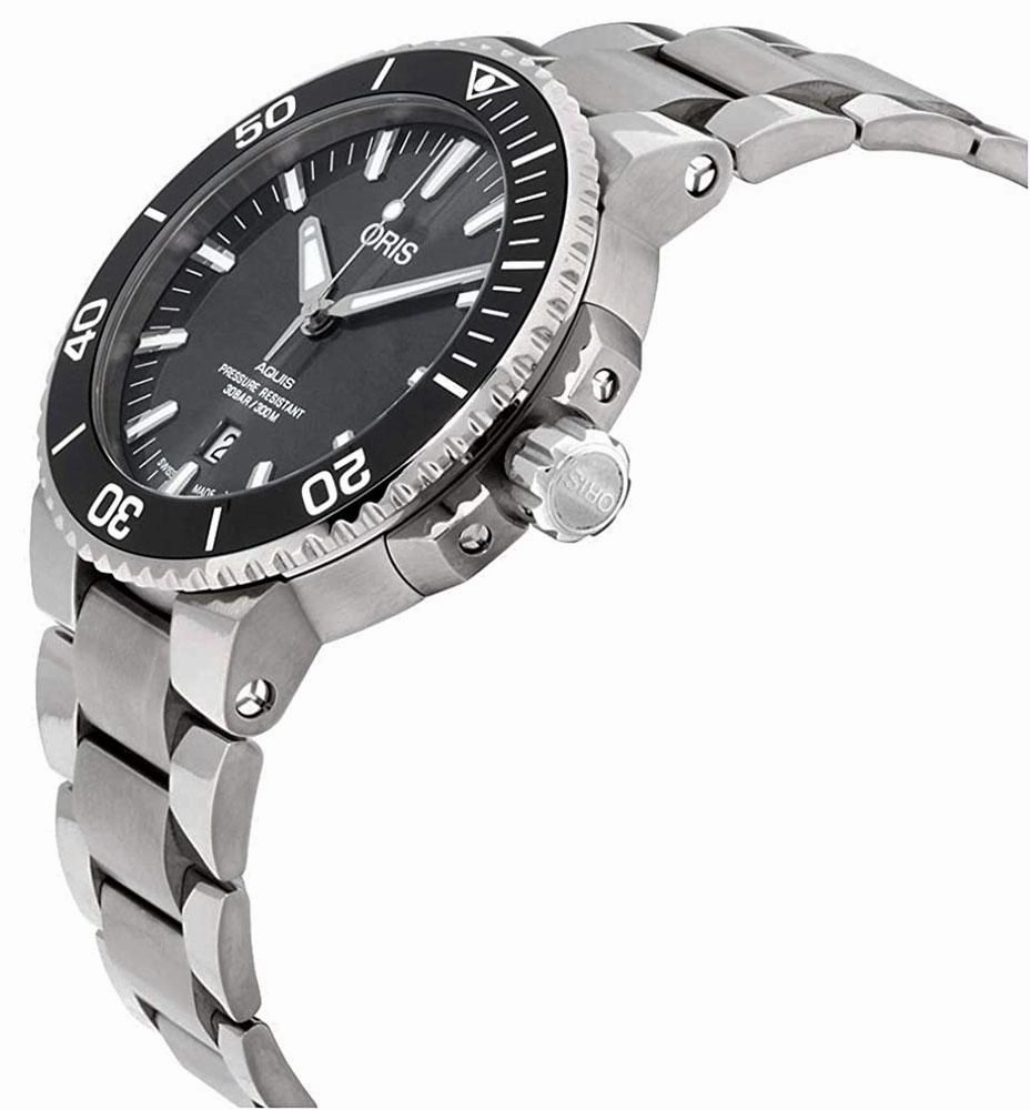 Oris Aquis Automatic Titanium Grey Dial Date Divers Mens Watch 733 7730 7153-MB