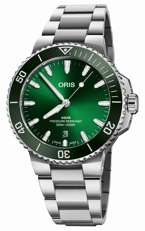 Oris Aquis Date Automatic Stainless Steel Green Dial Divers Mens Watch 733 7787 4157-07 8 22 04PEB