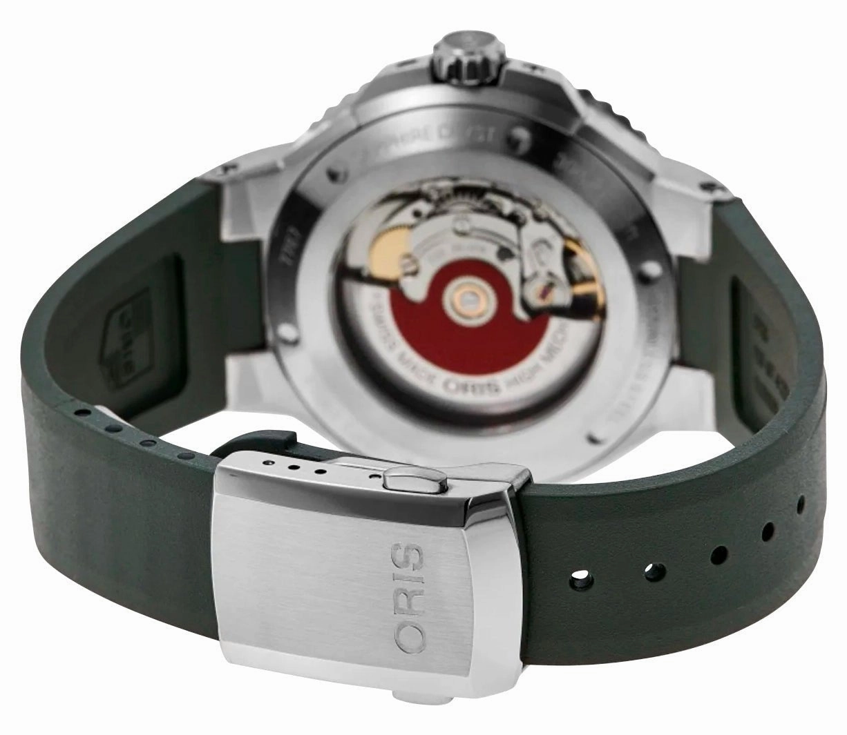Oris Aquis Date Automatic Stainless Steel Green Dial Green Rubber Strap Divers Mens Watch 733 7787 4157-07 4 22 37FC