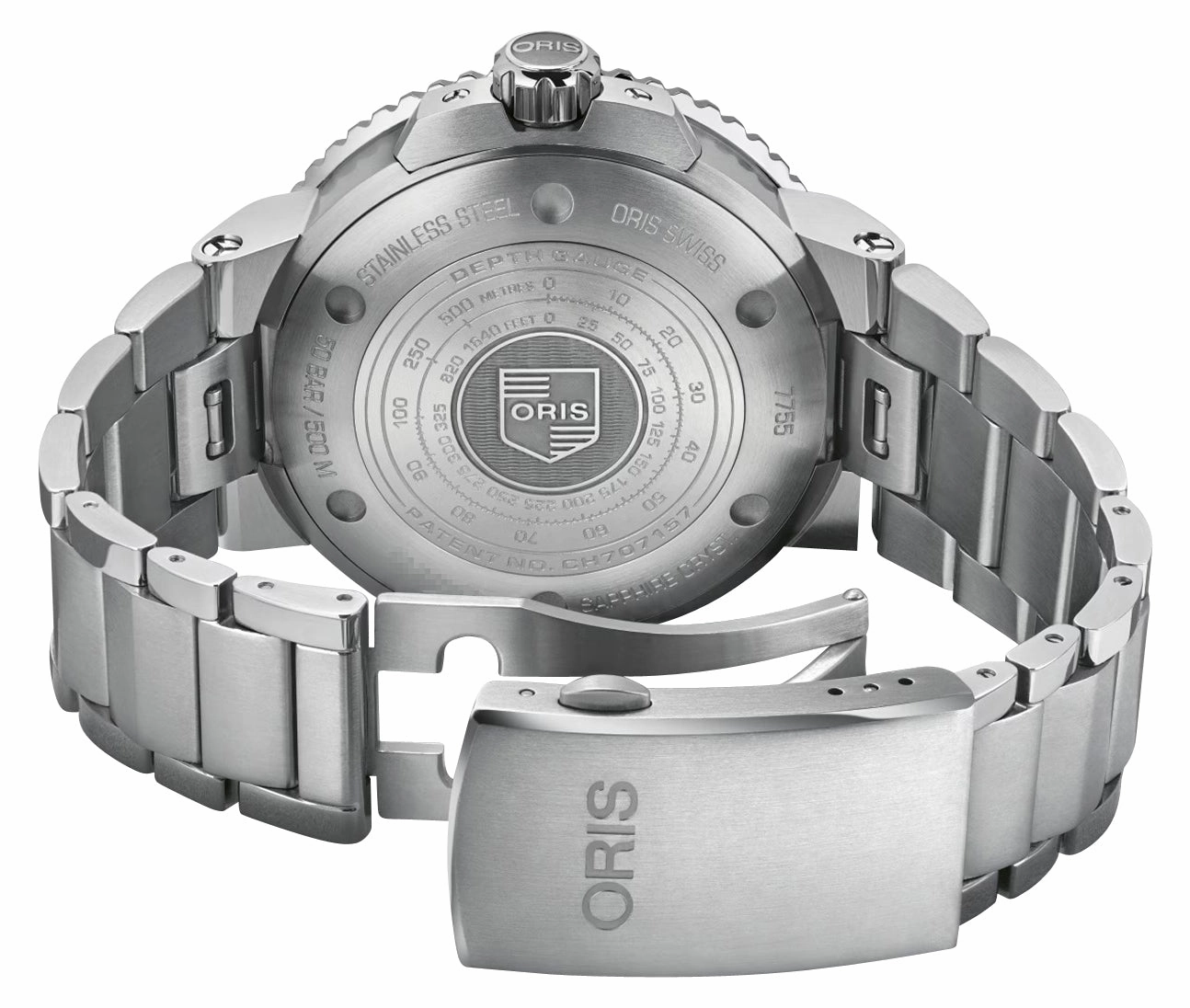 Oris Aquis Depth Gauge Automatic Stainless Steel Black Dial Date Divers Mens Watch 733 7755 4154-Set MB