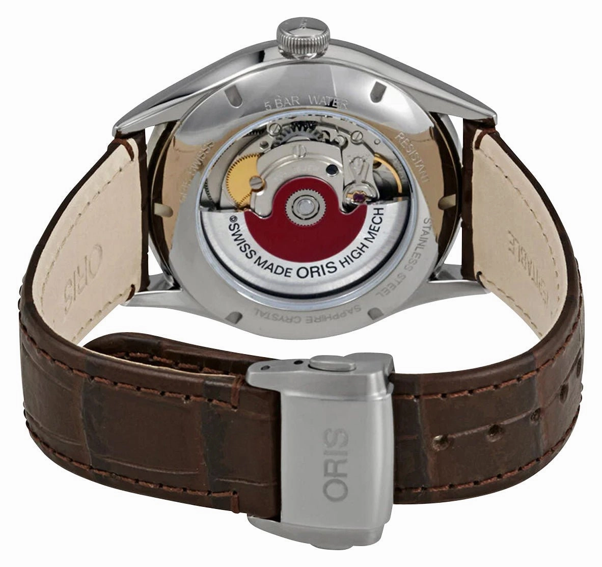 Oris Artelier Date Automatic Stainless Steel Gray Dial Brown Leather Strap Mens Watch 733 7721 4053-07 5 21 65FC