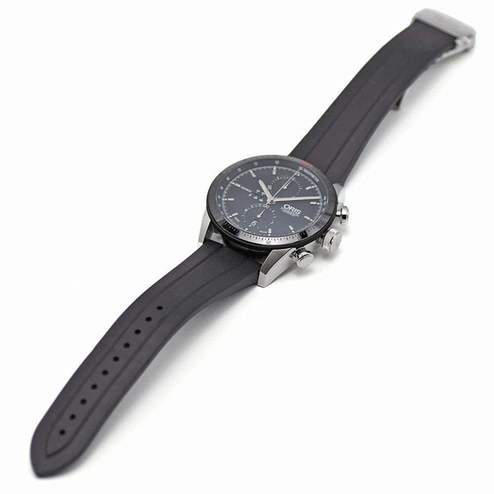 Oris Artix GT Automatic Chronograph Stainless Steel Black Dial Black Rubber Strap Date Mens Watch 582 7658 4034-07 8 23 82
