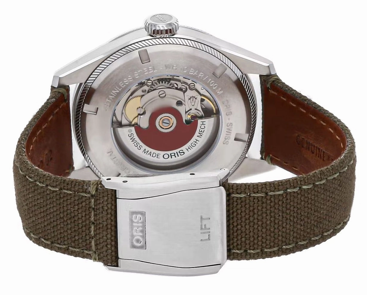 Oris Big Crown ProPilot Automatic Stainless Steel Black Dial Green Textile Strap Day/Date Mens Watch 752 7760 4164-07 3 22 02LC