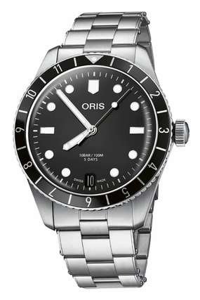 Oris Divers Sixty-Five 12H Automatic Stainless Steel Black Dial Date Mens Watch 400 7772 4054-07 8 20 18