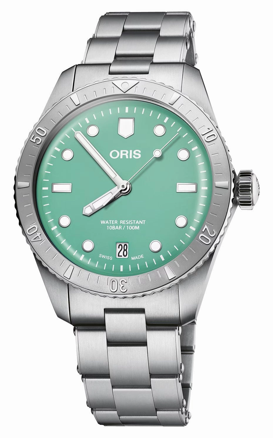 Oris Divers Sixty-Five Cotton Candy Automatic Stainless Steel Green Dial Date Unisex Watch 733 7771 4057-07 8 19 18