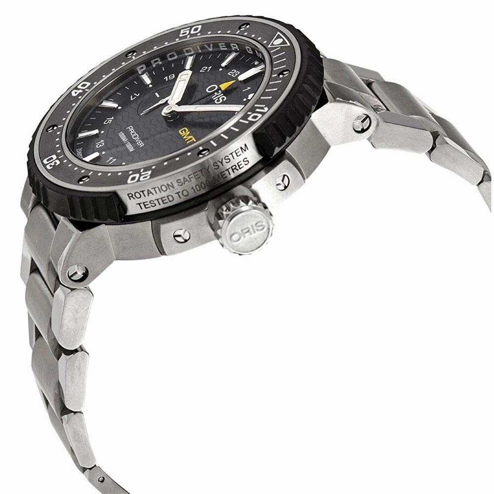 Oris ProDiver GMT Automatic Titanium Black Dial Date Divers Mens Watch 748 7748 7154-MB