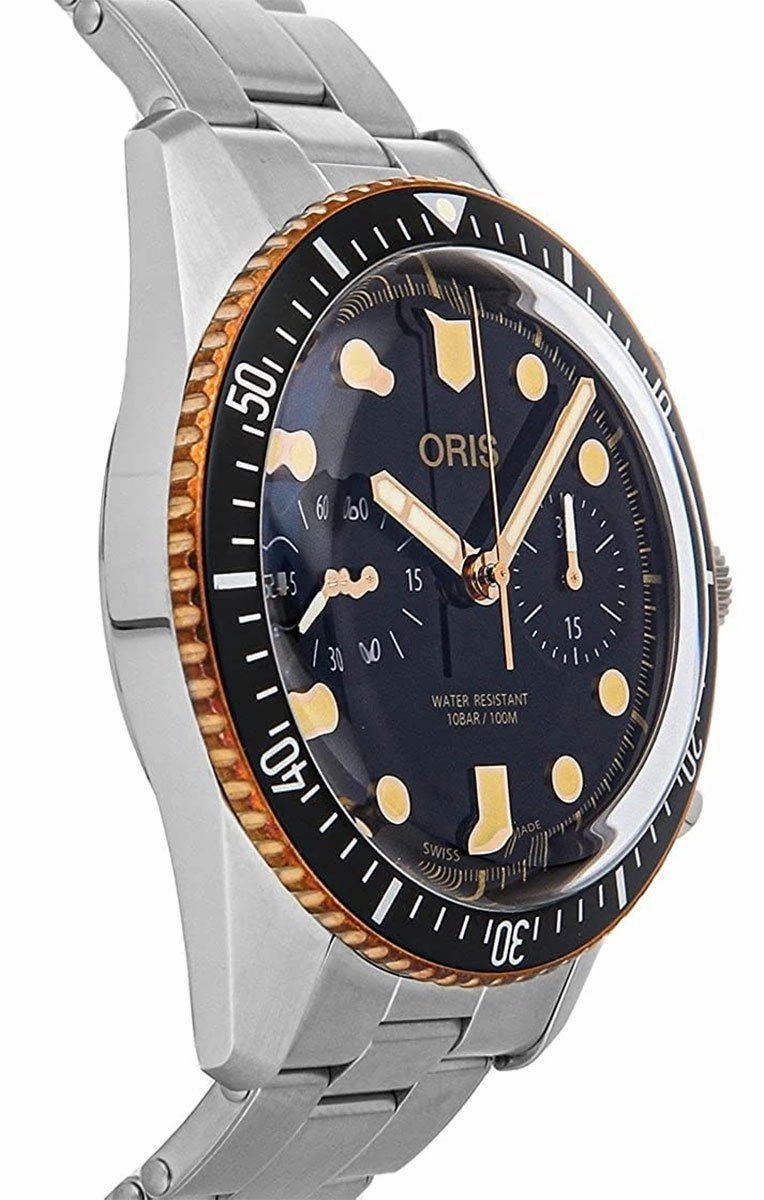 OrisDivers Sixty-Five Automatic Chronograph Stainless Steel Black Dial Mens Watch 771 7744 4354-MB