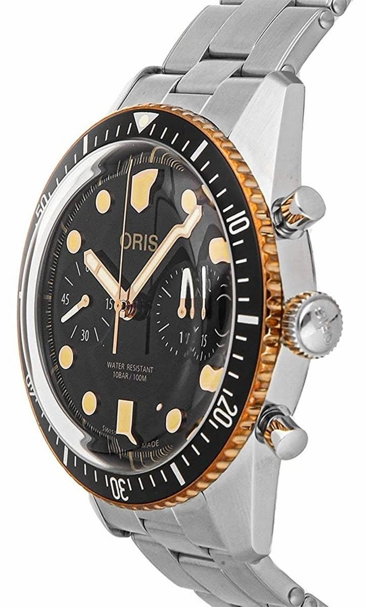 OrisDivers Sixty-Five Automatic Chronograph Stainless Steel Black Dial Mens Watch 771 7744 4354-MB