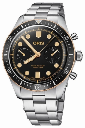 OrisDivers Sixty-Five Automatic Chronograph Stainless Steel Black Dial Mens Watch 771 7744 4354-MB