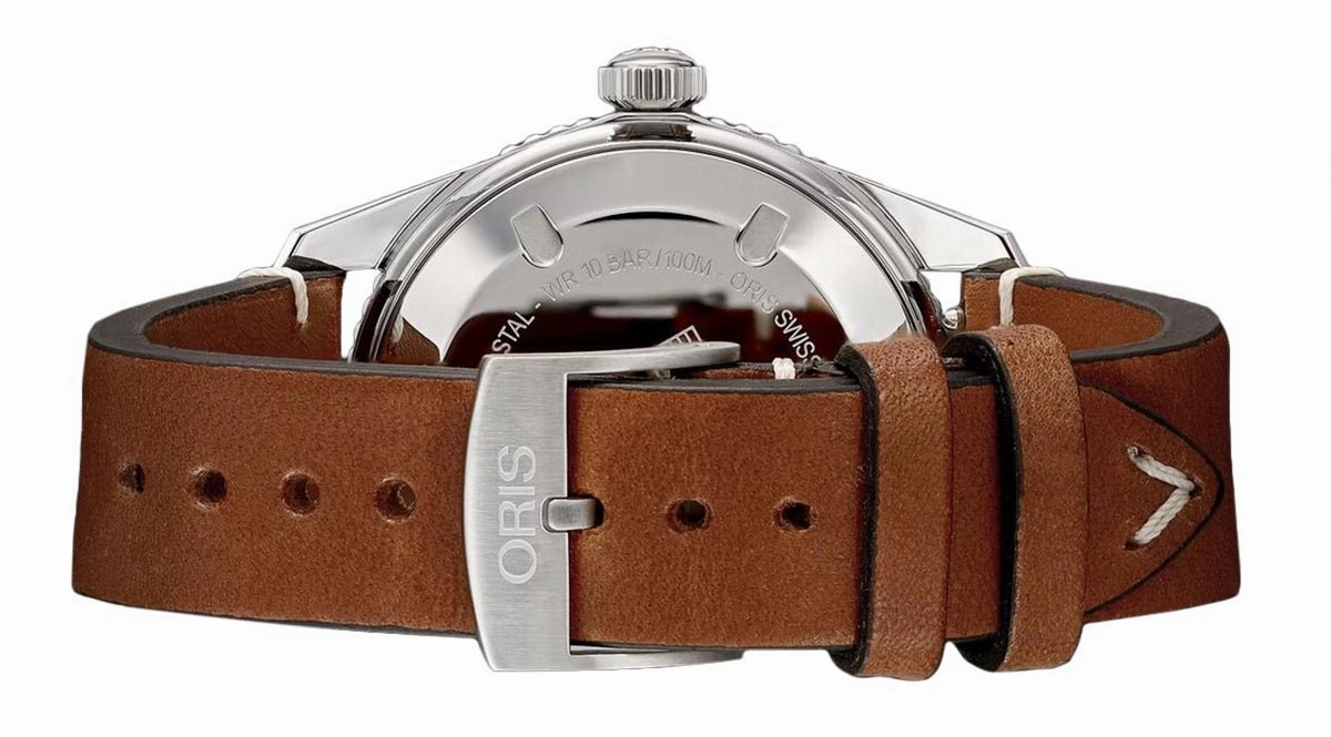 OrisDivers Sixty-Five Automatic Stainless Steel & Bronze Brown Leather Strap Blue Dial Date Mens Watch 733 7707 4355-07 5 20 45