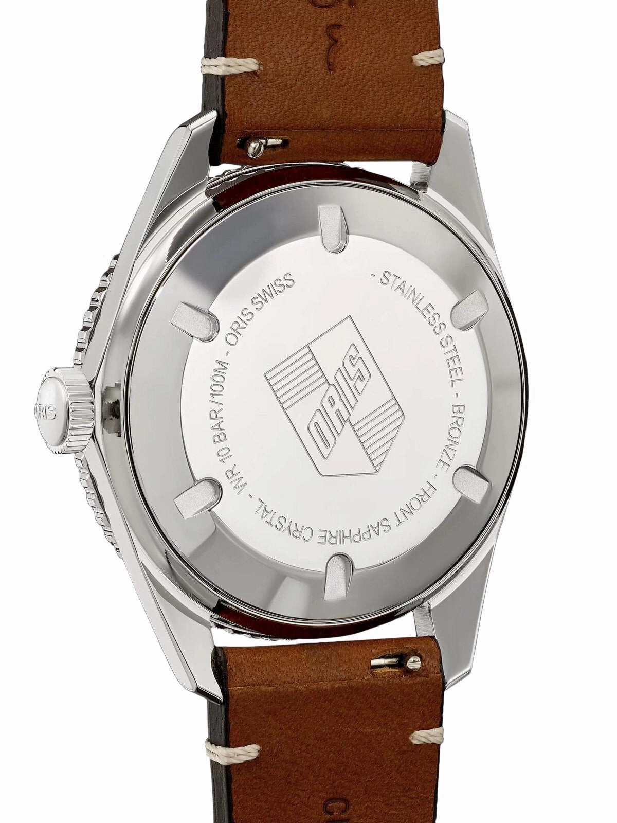 OrisDivers Sixty-Five Automatic Stainless Steel & Bronze Brown Leather Strap Blue Dial Date Mens Watch 733 7707 4355-07 5 20 45