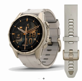 Orologio Garmin fenix 8, 43 mm, AMOLEDSapphire, Titanio, Soft Gold & Limestone (Pelle)
