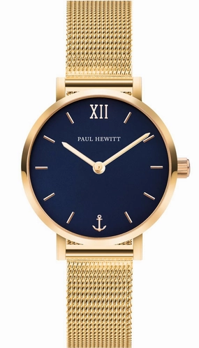 Paul Hewitt Modest Blue Lagoon Gold Mesh Watch