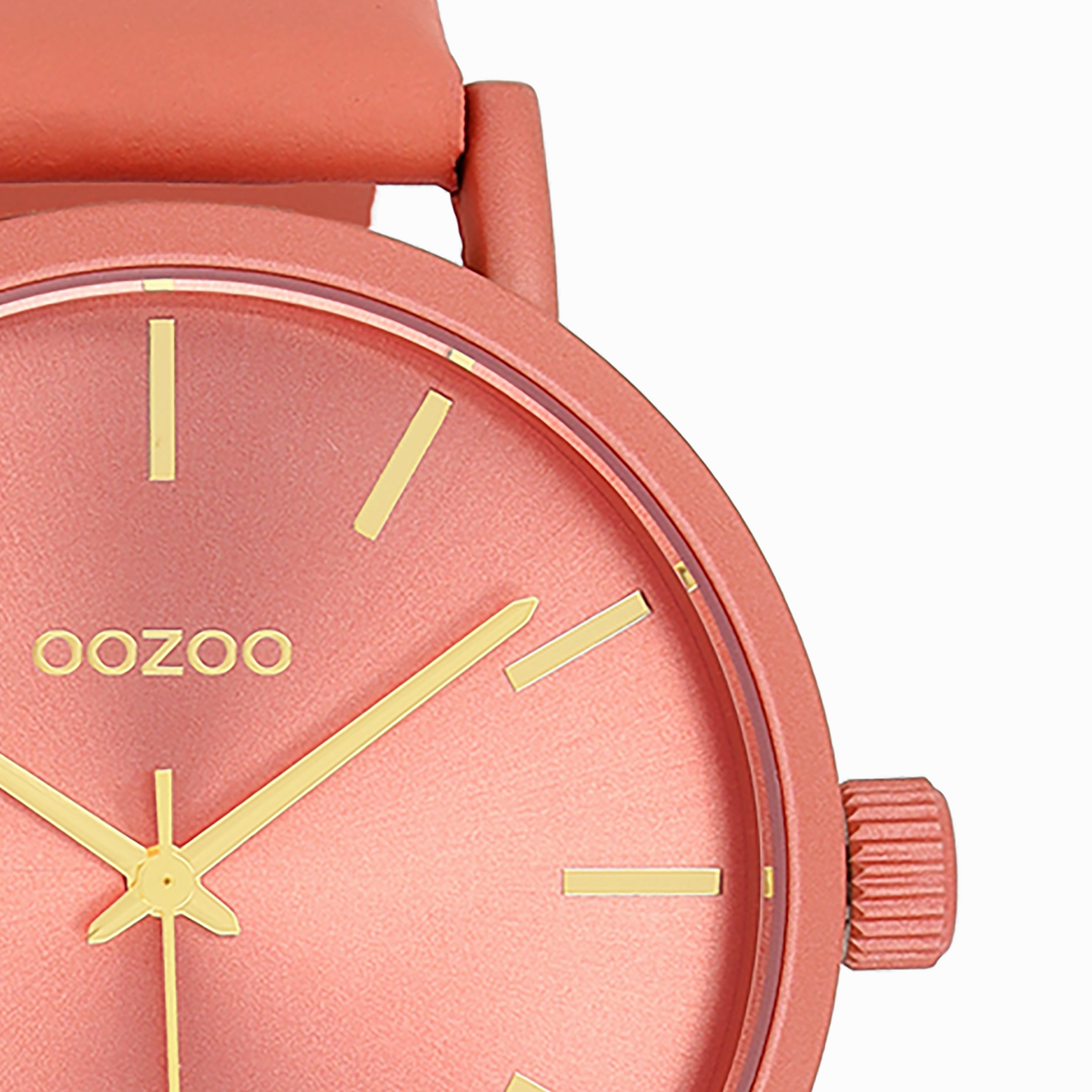 Peach pink OOZOO watch with leather strap - C11194