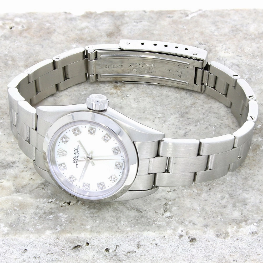 Pre Owned Rolex Lady Oyster Perpetual Diamond Dial Watch 76080 RW0473 (1998)