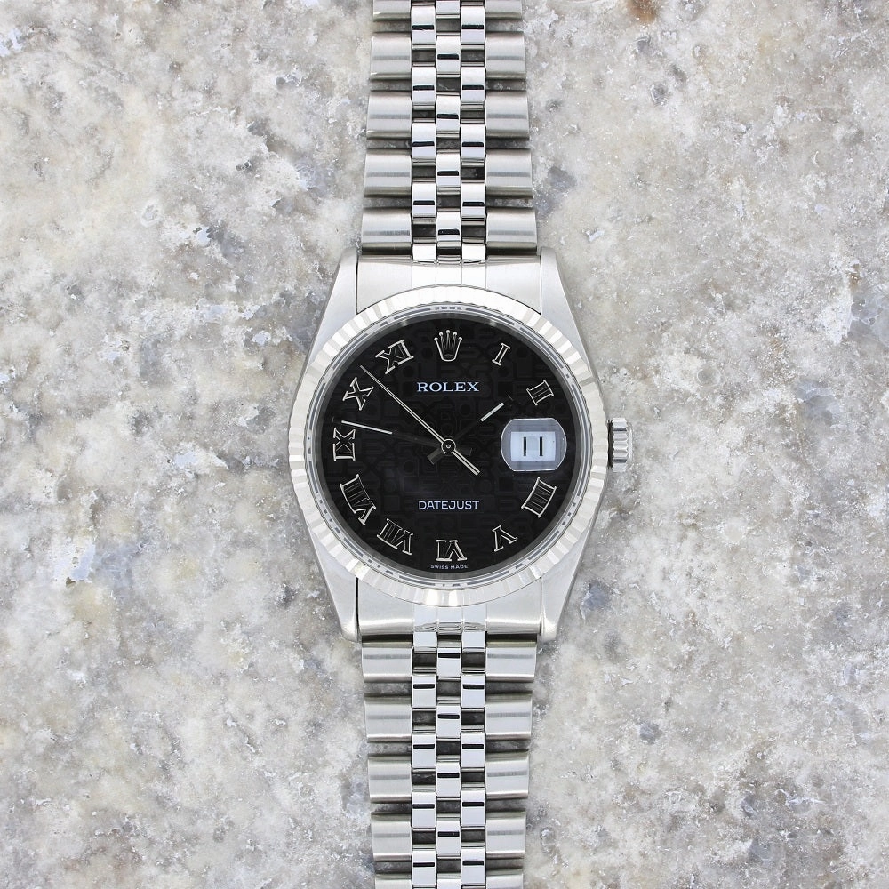 Pre Owned Rolex Oyster Perpetual Datejust 36 Jubilee Mens Watch 16234 Papers RW0485 (1997)