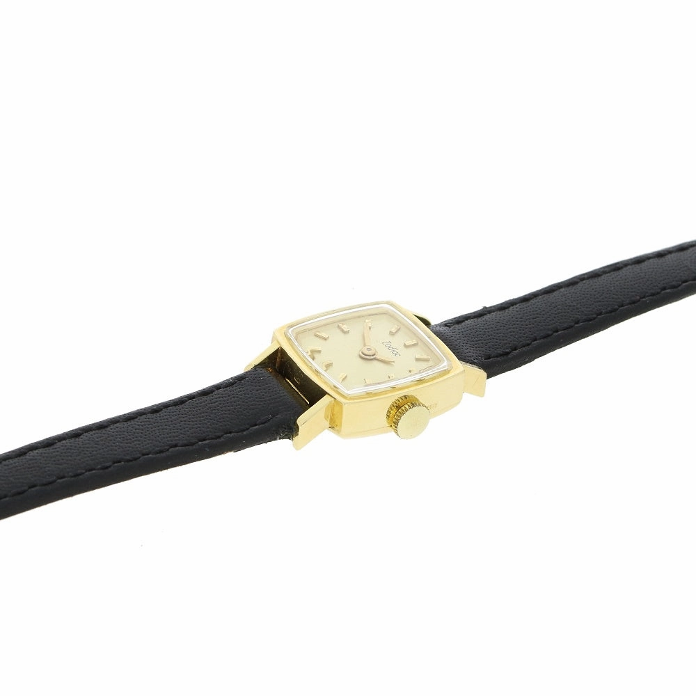 Pre Owned Vintage Zodiac 18ct Gold Leather Strap Mechanical Ladies Swiss Watch RW0614