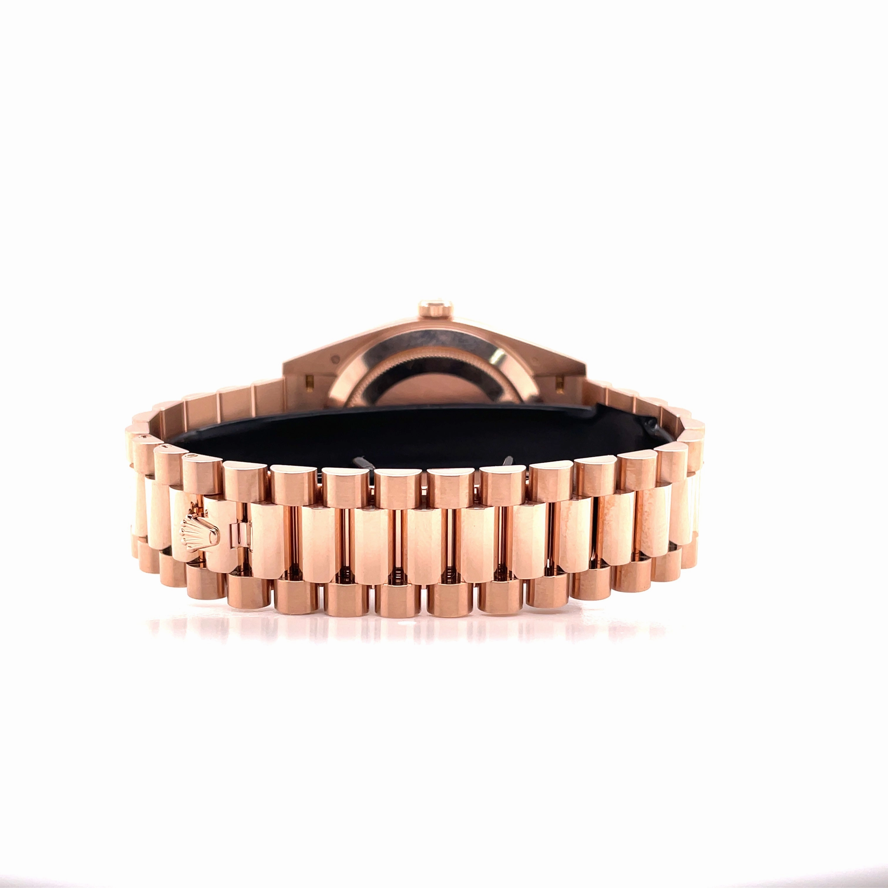 PreOwned Rolex Day-Date 40mm Everrose Gold 228235 Factory Chocolate Baguette Dial Box/Papers