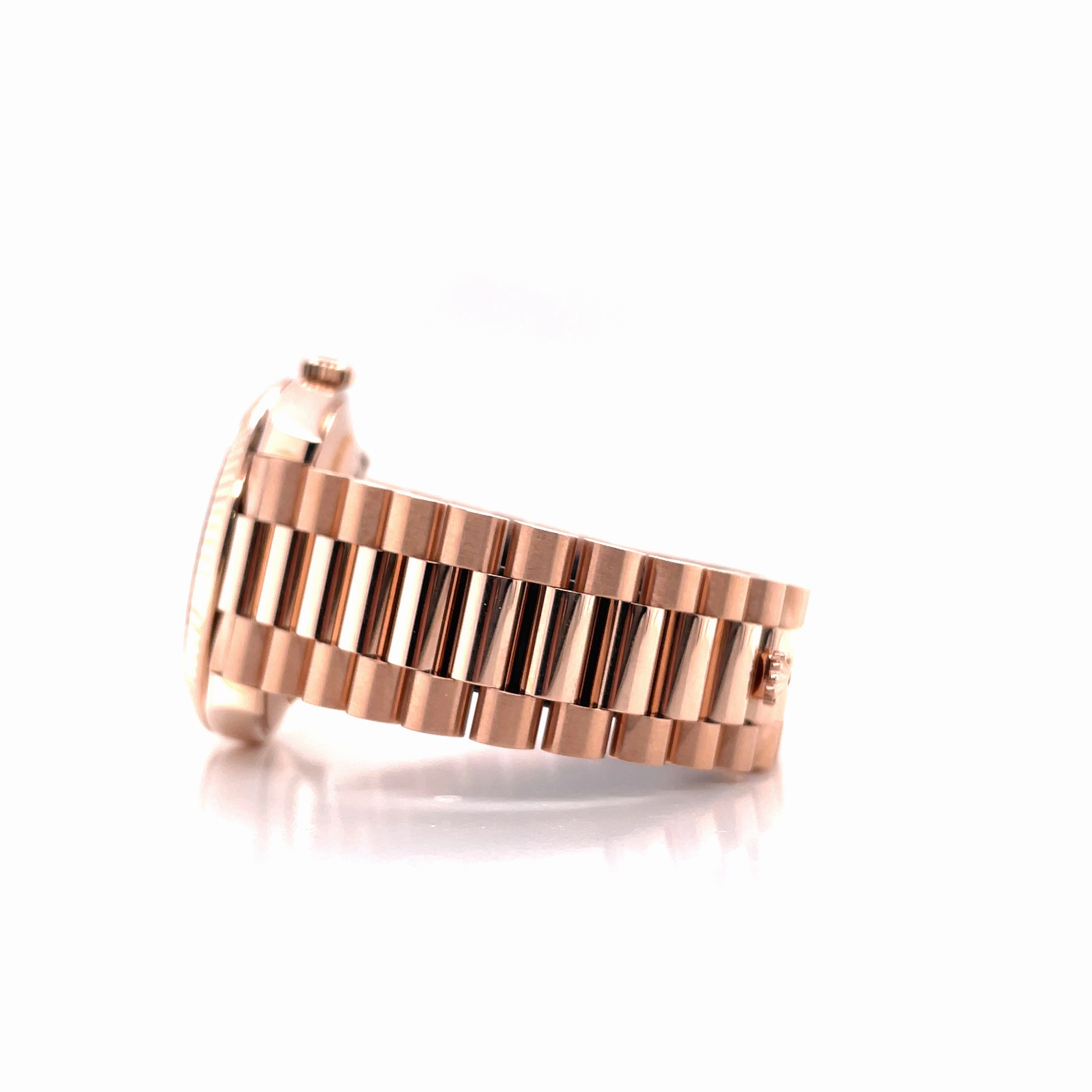 PreOwned Rolex Day-Date 40mm Everrose Gold 228235 Factory Chocolate Baguette Dial Box/Papers