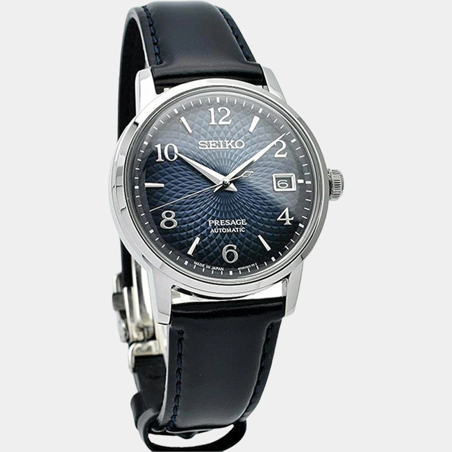 Presage Men Automatic Blue Dial Analog Leather Watch SRPE43J1