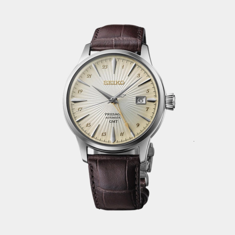 Presage Men Automatic Gold Dial Analog Leather Watch SSK041J1