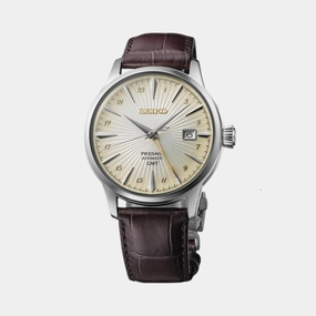 Presage Men Automatic Gold Dial Analog Leather Watch SSK041J1