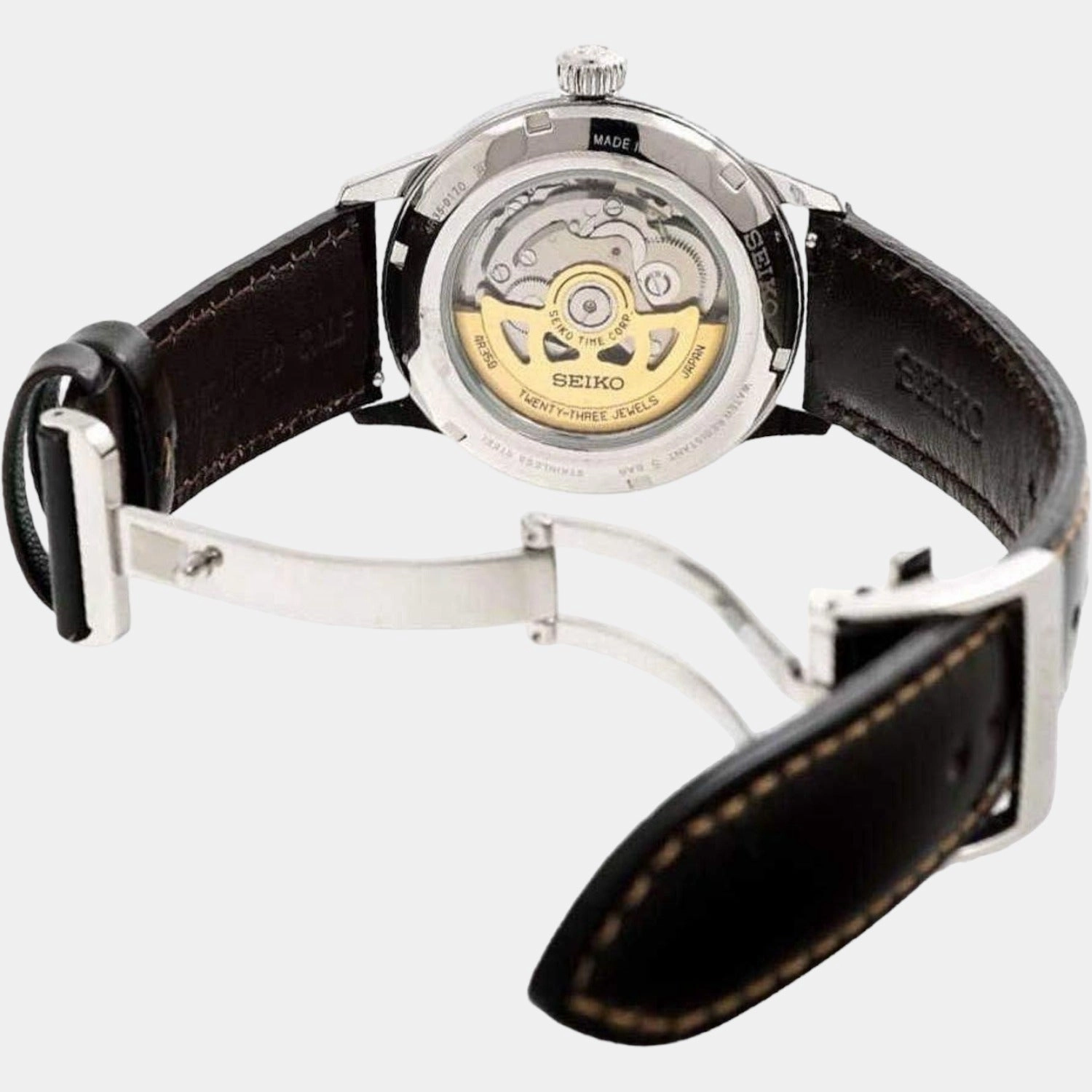 Presage Men Automatic Green Dial Analog Leather Watch SRPD37J1