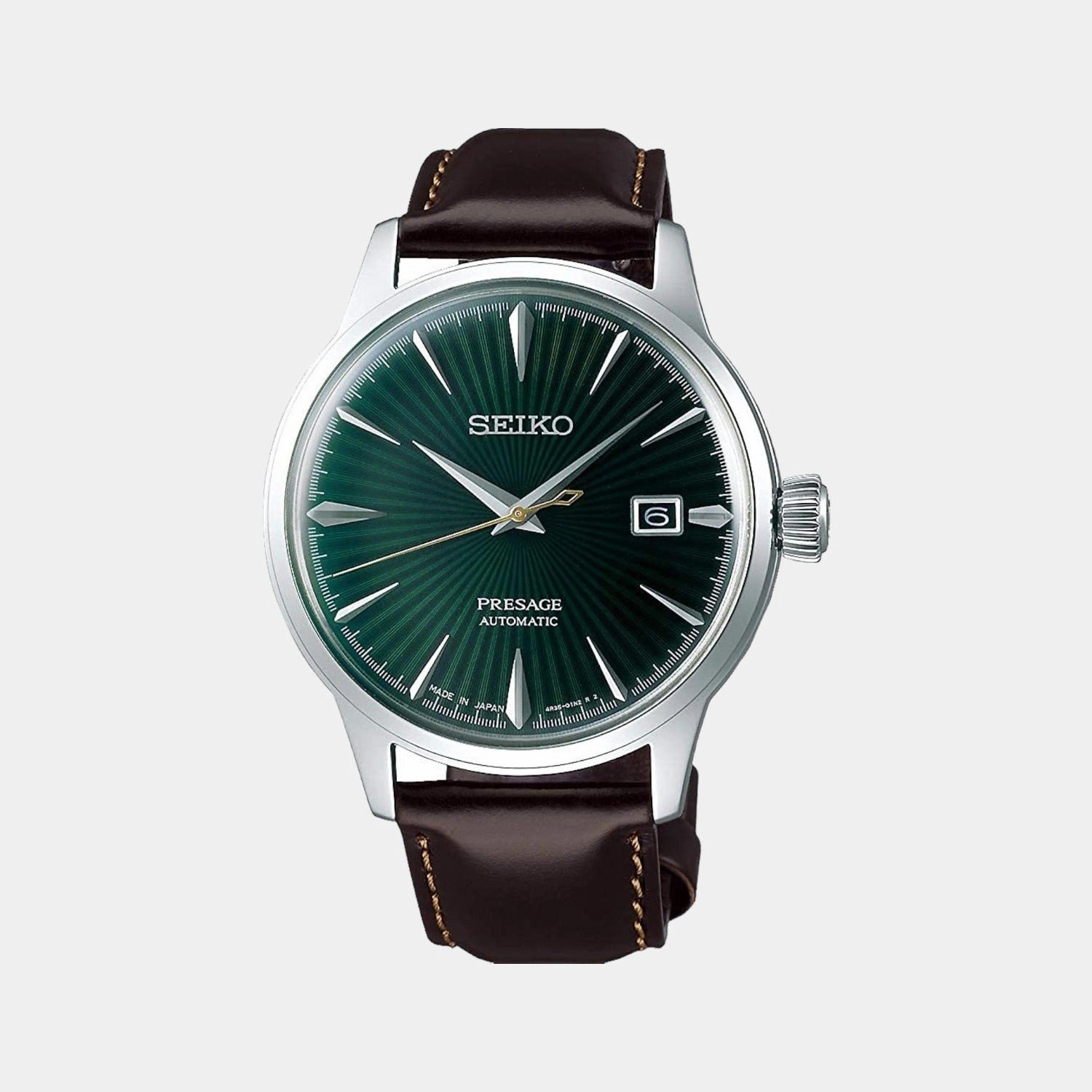 Presage Men Automatic Green Dial Analog Leather Watch SRPD37J1