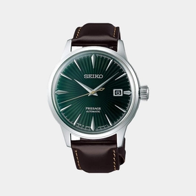Presage Men Automatic Green Dial Analog Leather Watch SRPD37J1
