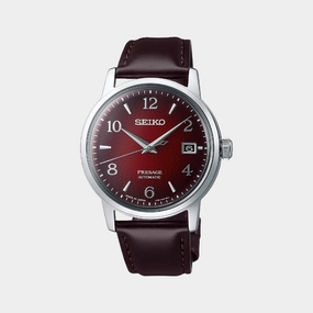 Presage Men Automatic Red Dial Analog Leather Watch SRPE41J1