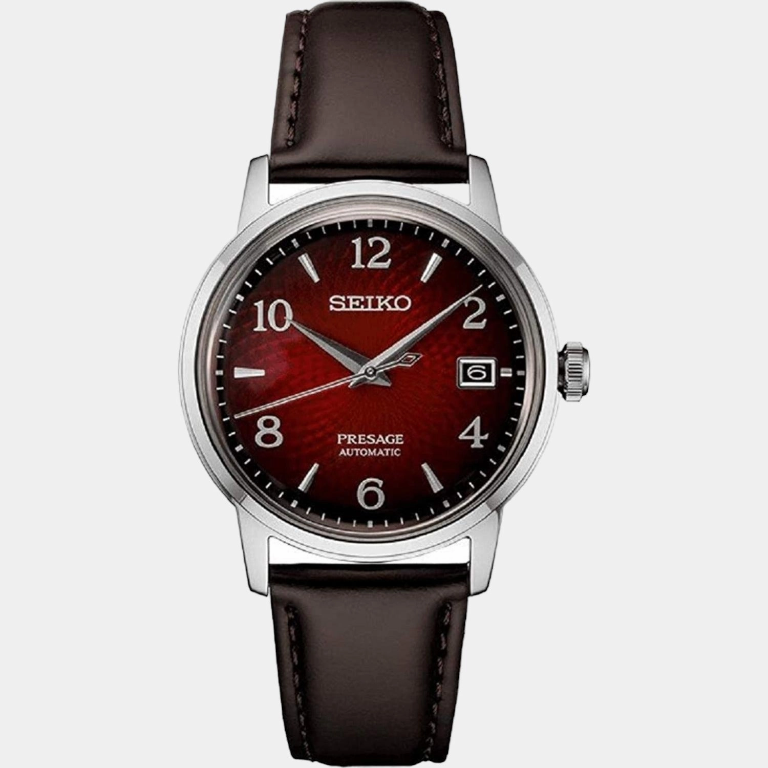 Presage Men Automatic Red Dial Analog Leather Watch SRPE41J1