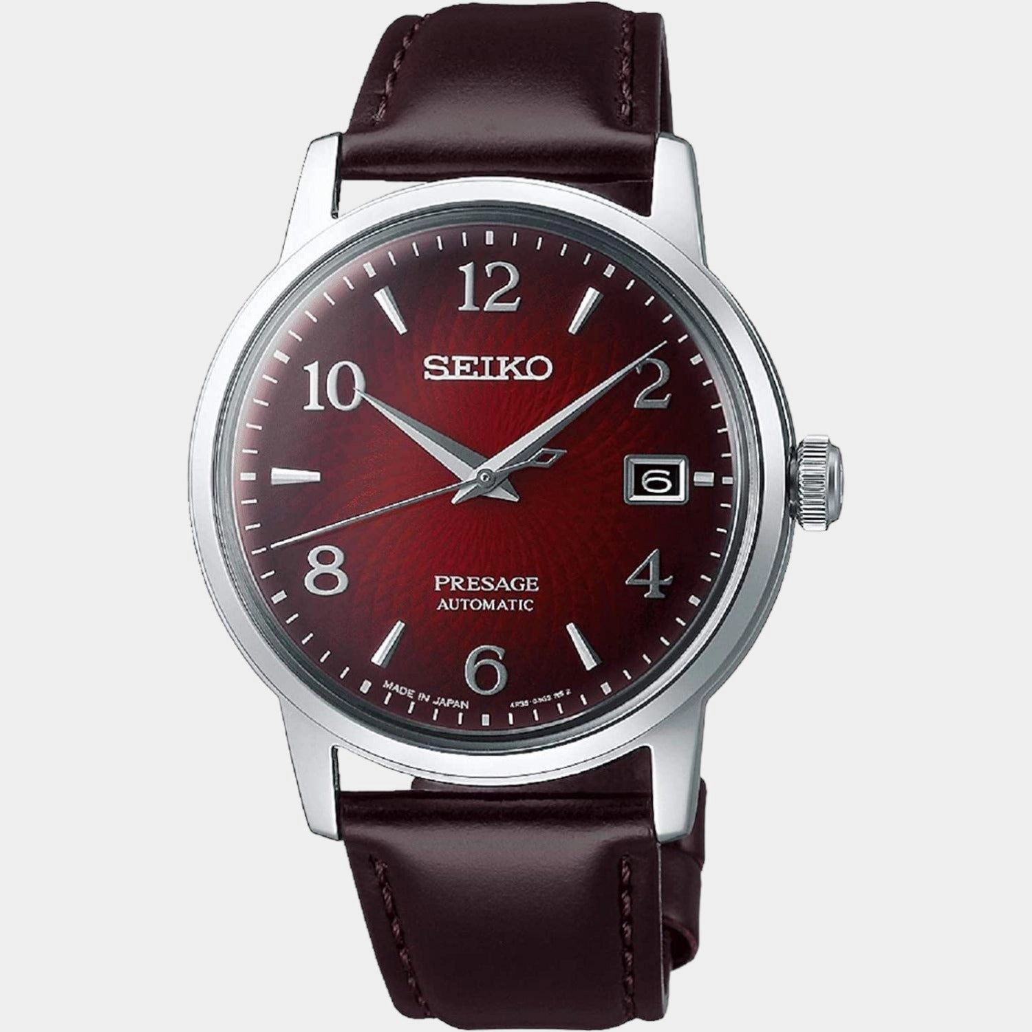 Presage Men Automatic Red Dial Analog Leather Watch SRPE41J1