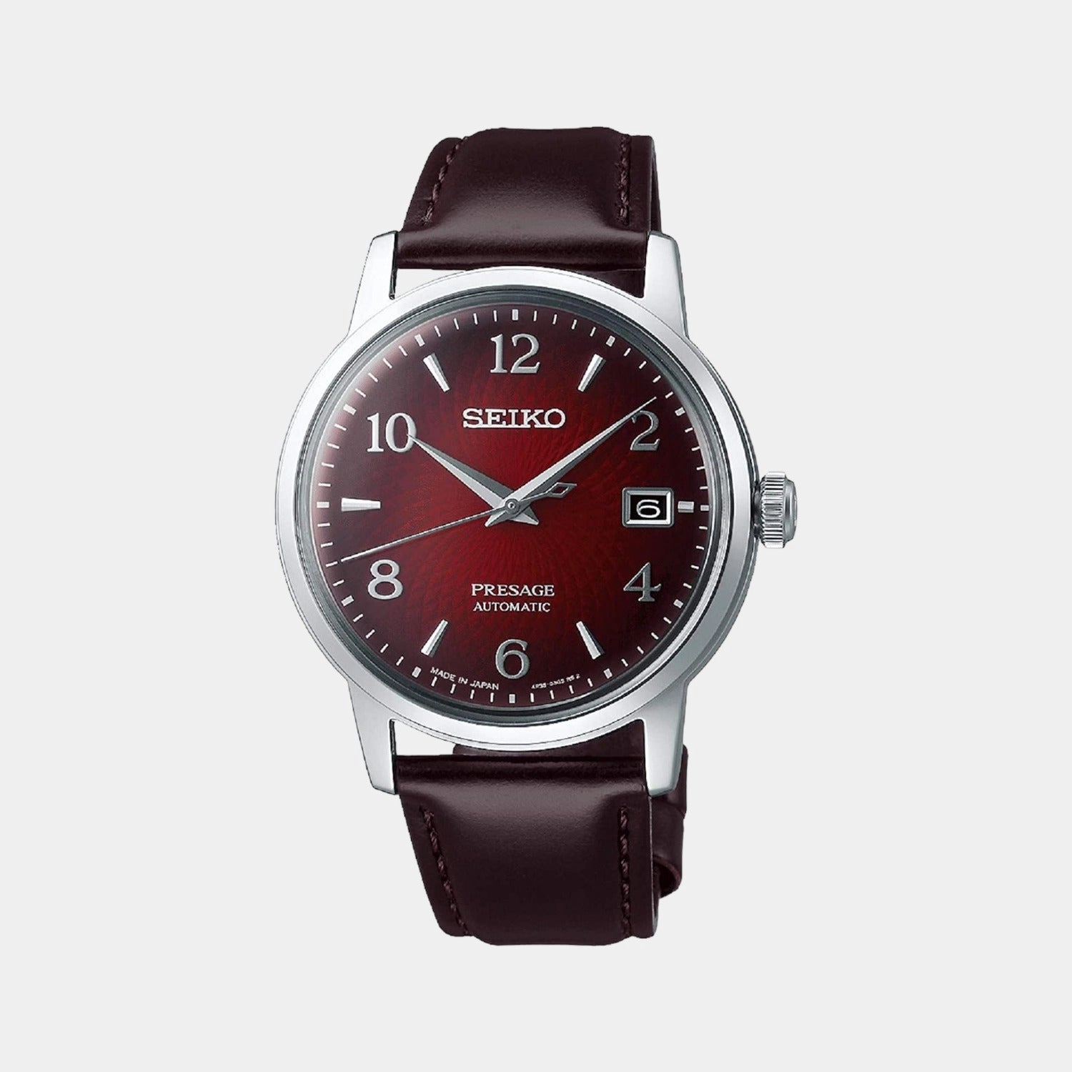 Presage Men Automatic Red Dial Analog Leather Watch SRPE41J1