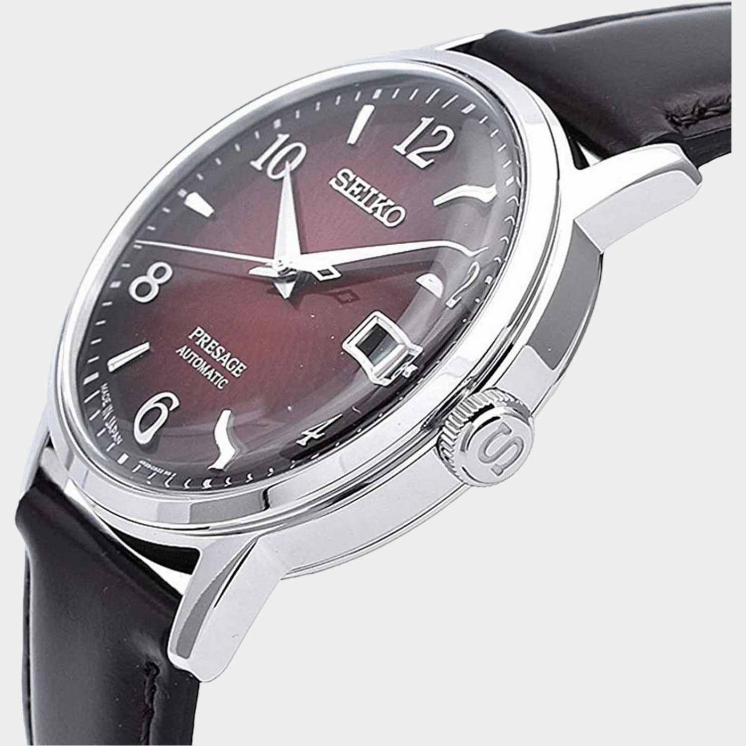 Presage Men Automatic Red Dial Analog Leather Watch SRPE41J1