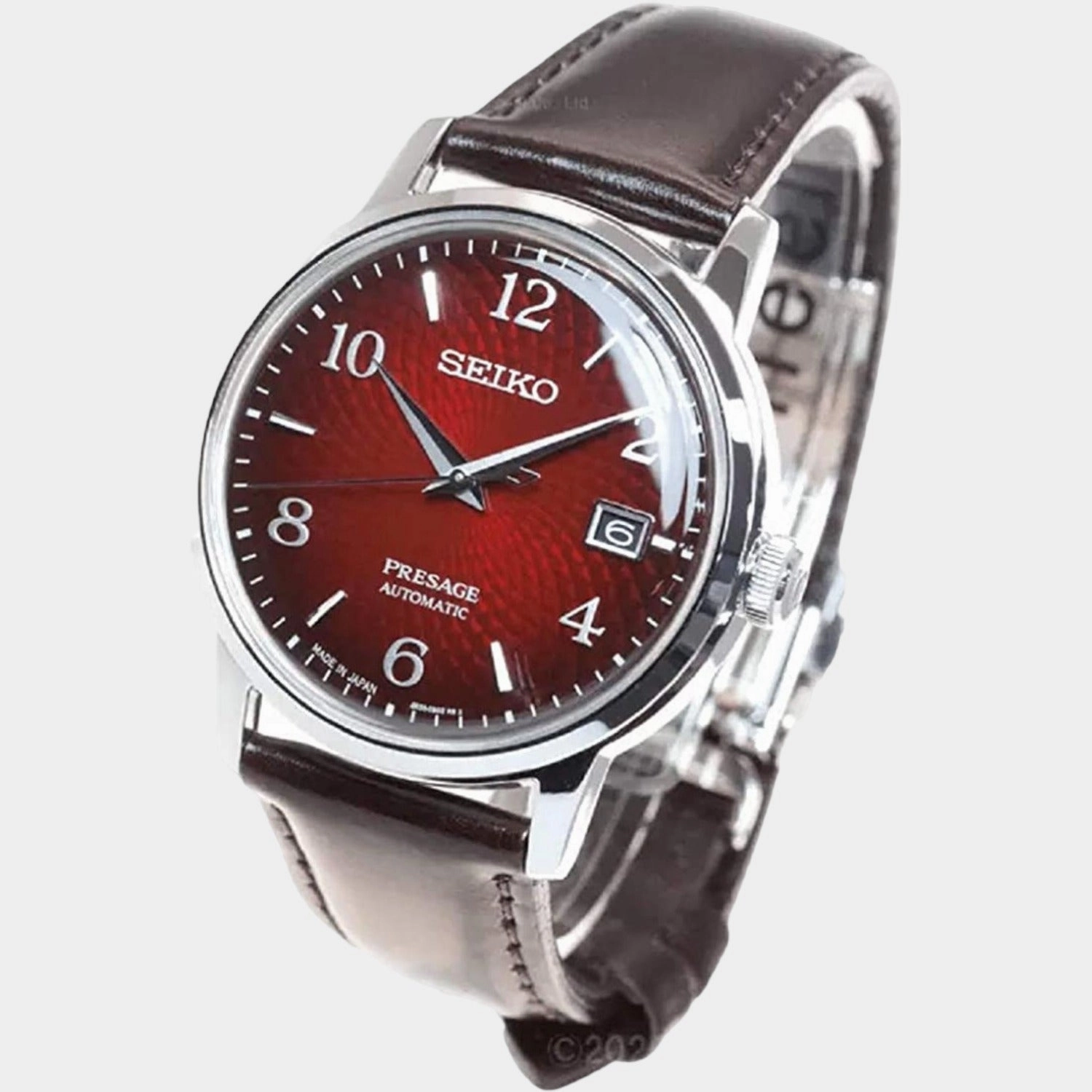 Presage Men Automatic Red Dial Analog Leather Watch SRPE41J1