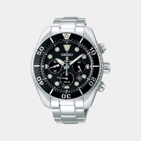 Prospex Men Solar Black Dial Chronograph Stainless Steel Watch SSC757J1