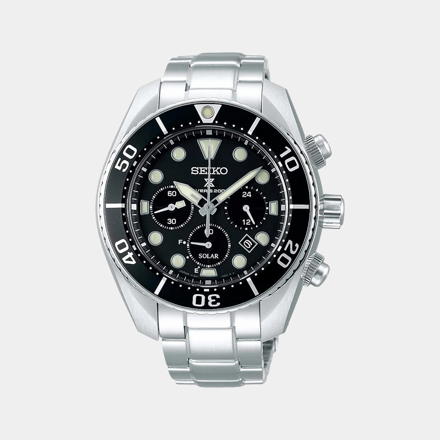 Prospex Men Solar Black Dial Chronograph Stainless Steel Watch SSC757J1