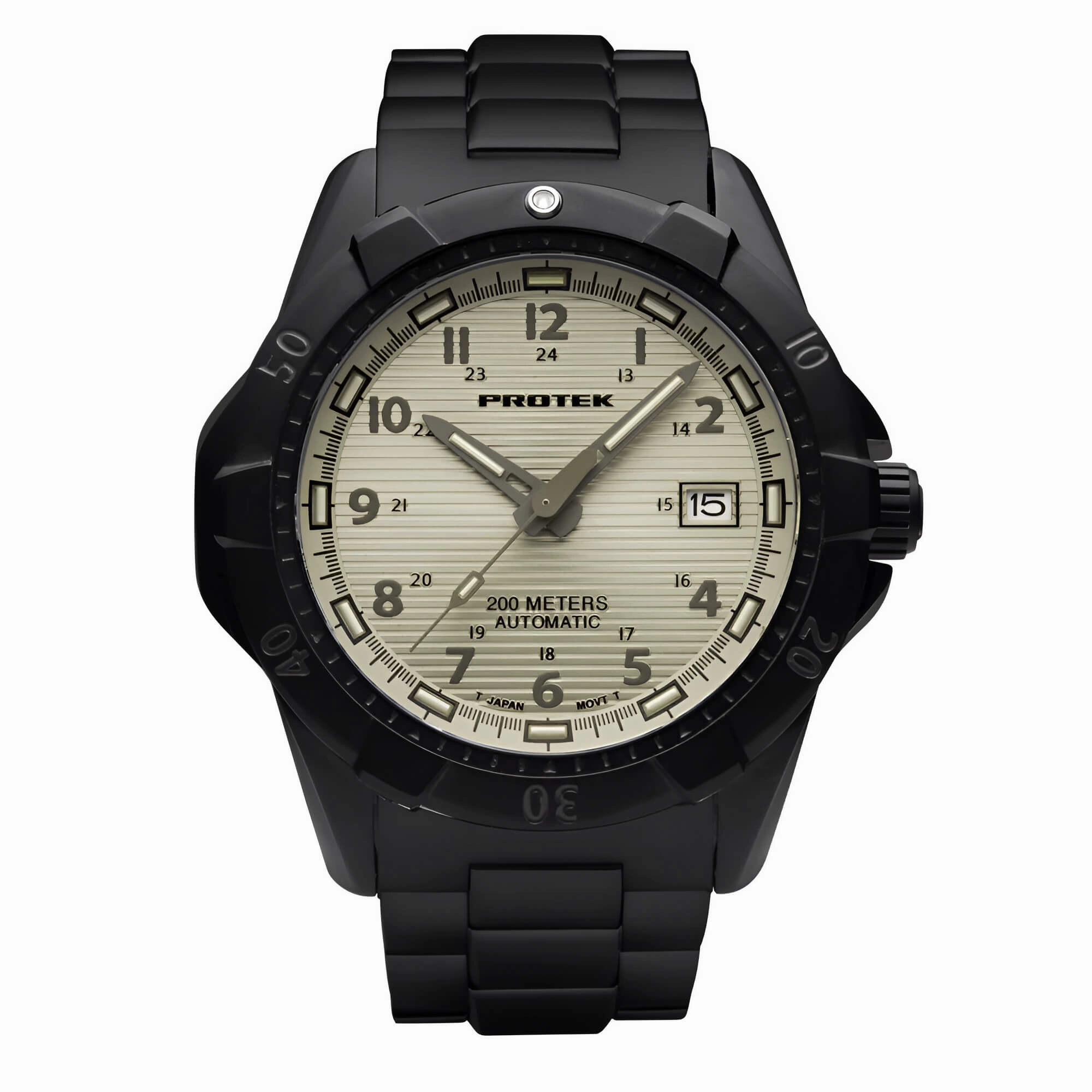 ProTek Men's Automatic Black Case Black Stainless Steel Bracelet Watch | 2217BR