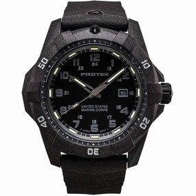 ProTek Men's Watch - USMC Series Quartz Black Dial Genuine Rubber Strap Dive | 1011