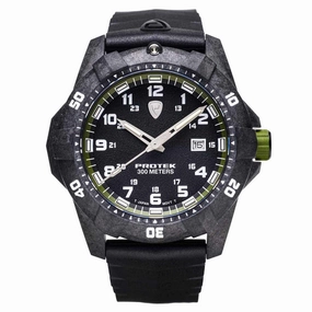 Protek Unisex Quartz Watch - Dive Series Green and Black Dial Rubber Strap | 1005