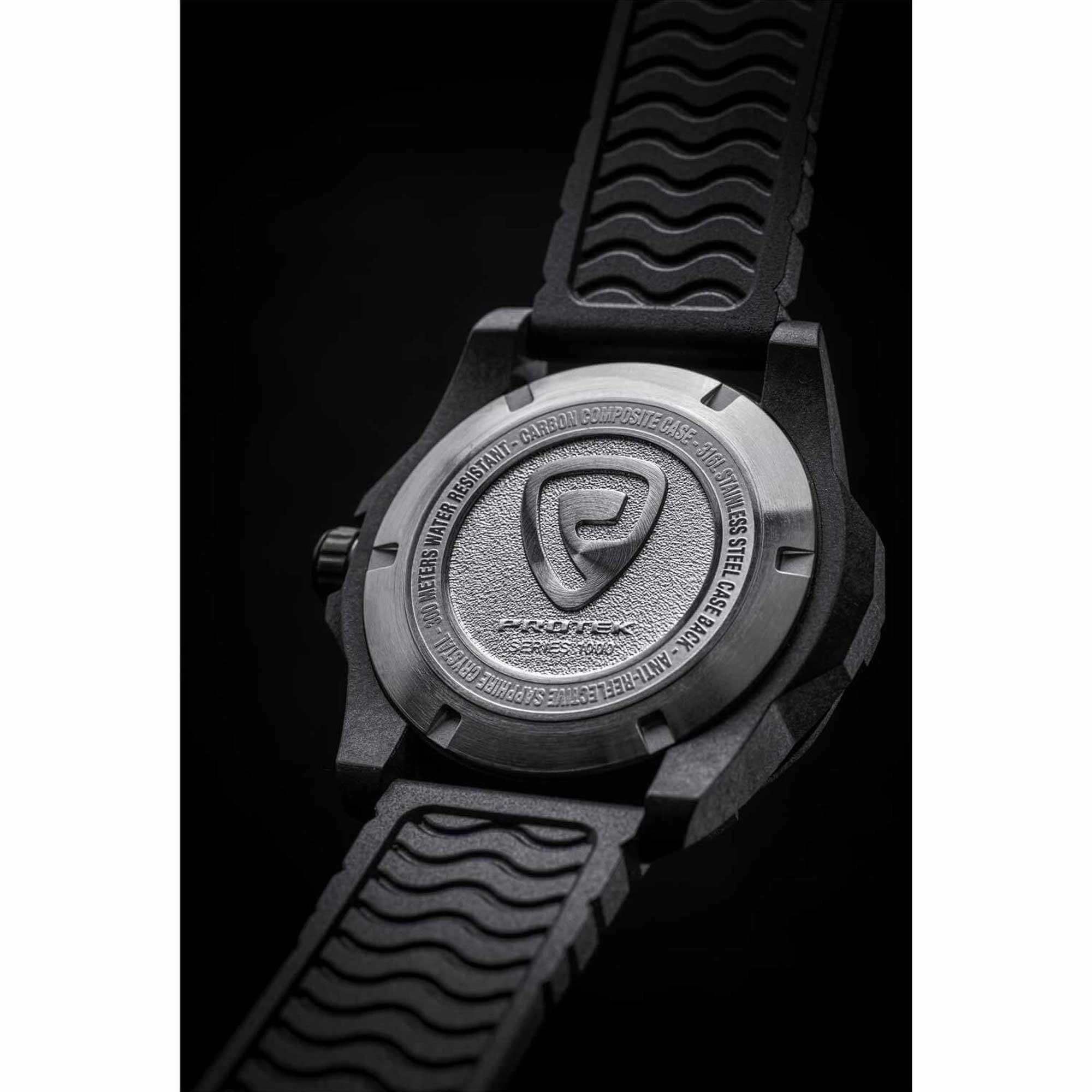 Protek Unisex Quartz Watch - Dive Series Rotating Bezel Black Dial Rubber Strap | 1001